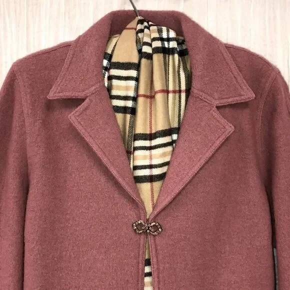 Alfred Dunner M Wool Overcoat Light Jacket in Raspberry Smoothie Pink - Picture 3 of 13